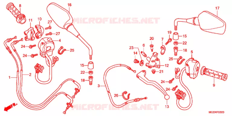 LEVIER DE GUIDON - CABLE - COMMODO (NC700S/SA) Honda MOTO 700 NC 2013  NC700SD
