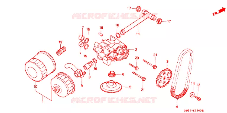 FILTRE A HUILE - POMPE A HUILE Honda MOTO 400 STEED 1988  NV400CJ