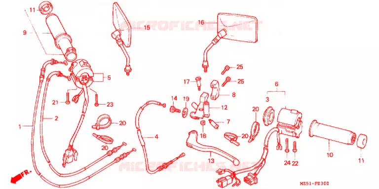 COMMODO - LEVIER - CABLE Honda MOTO 750 VF 1994  VF750CR