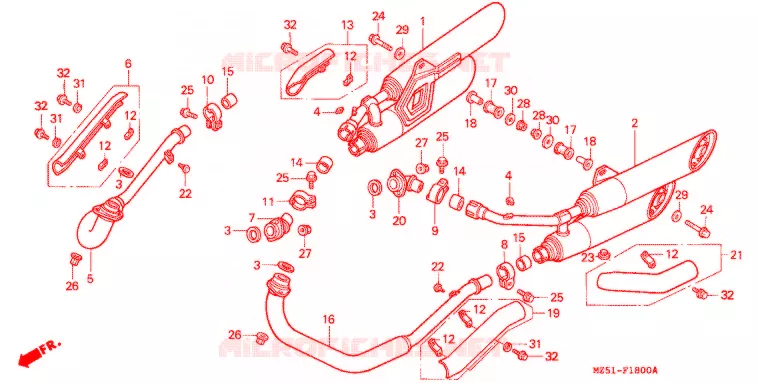 SILENCIEUX D'ECHAPPEMENT Honda MOTO 750 VF 1994  VF750CR