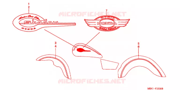 AUTOCOLLANTS Honda MOTO 400 SHADOW 2001  NV400C21