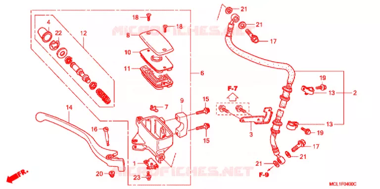MAITRE CYLINDRE DE FREIN AVANT Honda MOTO 400 SHADOW 2001  NV400DC1