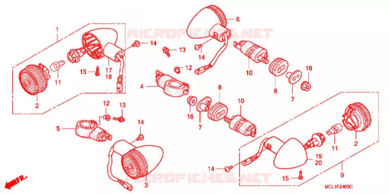 CLIGNOTANT Honda MOTO 400 SHADOW 2001  NV400DC1