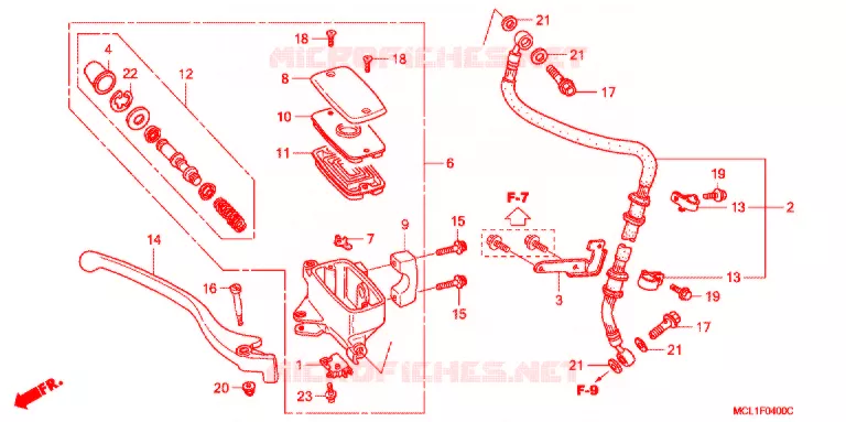 MAITRE CYLINDRE DE FREIN AVANT Honda MOTO 400 SHADOW 2001  NV400DC1
