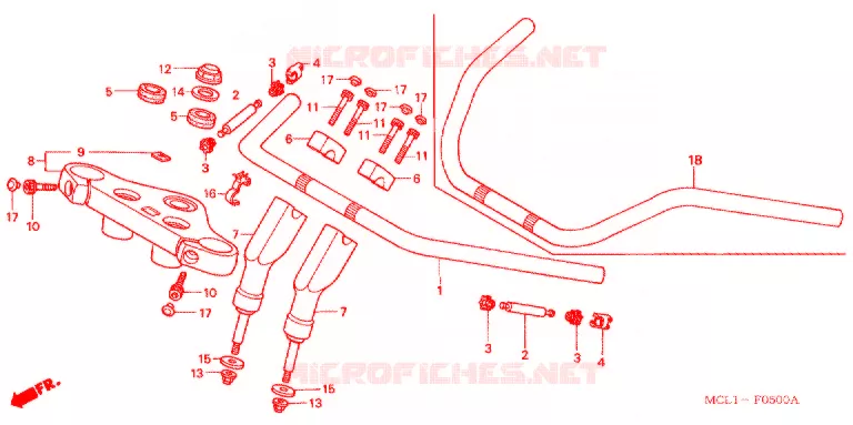 GUIDON - TE DE FOURCHE (1) Honda MOTO 400 SHADOW 2001  NV400DC1