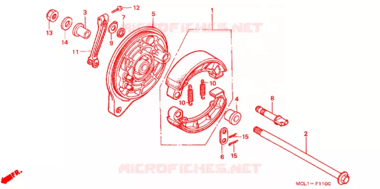 FLASQUE - MACHOIRES DE FREIN ARRIERE Honda MOTO 400 SHADOW 2004  NV400DC4