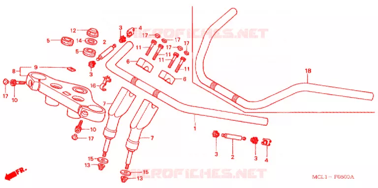 GUIDON - TE DE FOURCHE (1) Honda MOTO 400 SHADOW 2007  NV400DC7
