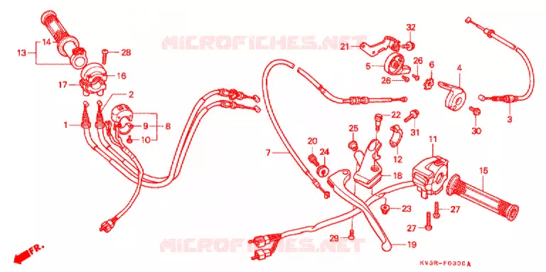 LEVIER DE GUIDON - CABLE - COMMODO Honda MOTO 250 NSR 1994  NSR250R2R