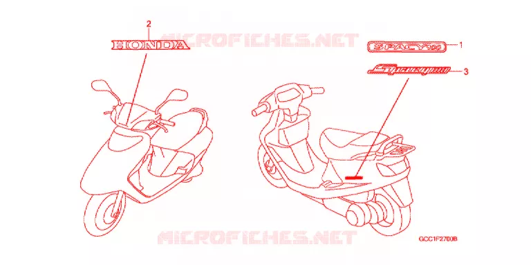 AUTOCOLLANTS Honda SCOOTER 100 SPACY 2006  SCR100WH6