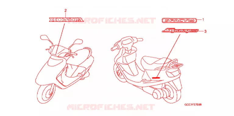 AUTOCOLLANTS Honda SCOOTER 100 SPACY 2007  SCR100WH7