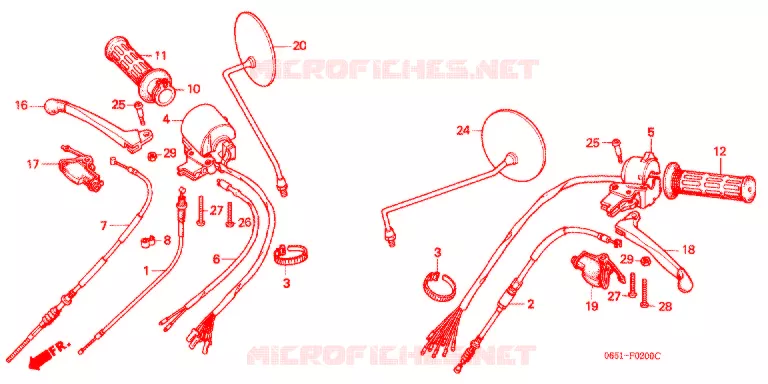 LEVIER DE GUIDON - CABLE - COMMODO (1) Honda MOTO 50 BENLY 1979  CD50Z