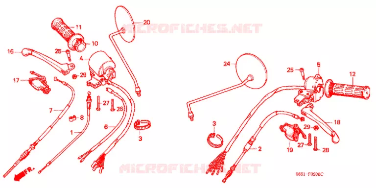 LEVIER DE GUIDON - CABLE - COMMODO (1) Honda MOTO 50 BENLY 1985  CD50F