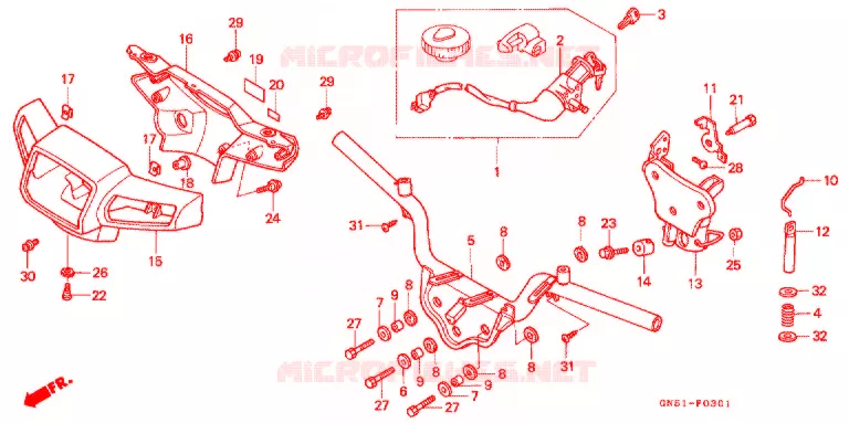 GUIDON - CARENAGE (C100CMP/CMS) Honda MOTO 100 C100 1994  C100CMP