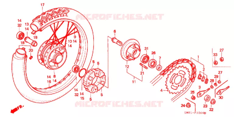 ROUE ARRIERE Honda MOTO 100 C100 1994  C100CMP