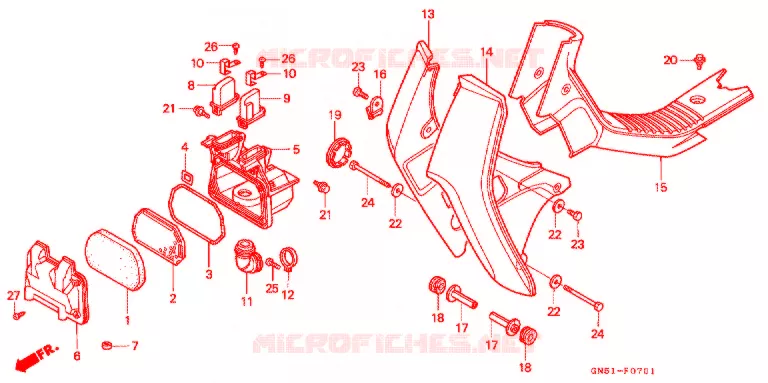 CARENAGE AVANT - FILTRE A AIR (C100CMP/CMS) Honda MOTO 100 C100 1996  C100CMS