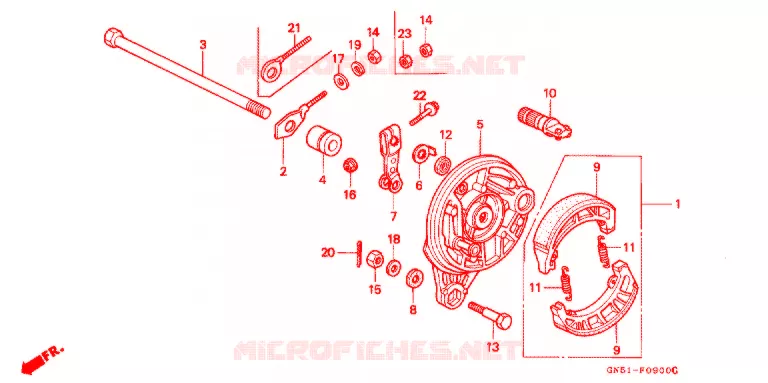 FLASQUE - MACHOIRES DE FREIN ARRIERE Honda MOTO 100 C100 1996  C100CMS