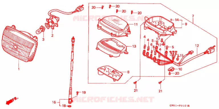 PHARE - COMPTEUR (C100CMP/CMS) Honda MOTO 100 C100 1996  C100CMS