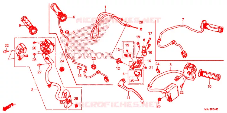 LEVIER DE GUIDON - CABLE - COMMODO Honda MOTO 1000 CB 2020  CB1000RAK