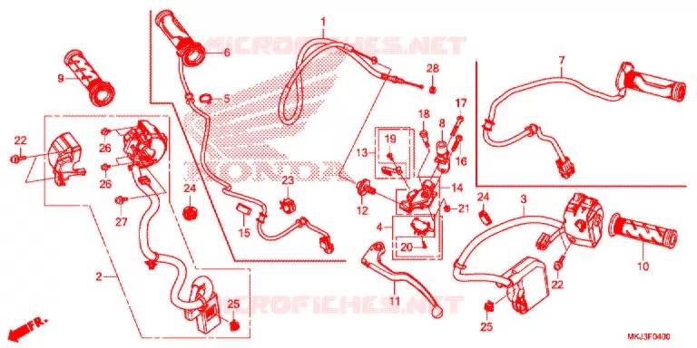 LEVIER DE GUIDON - CABLE - COMMODO Honda MOTO 1000 CB 2020  CB1000RAK