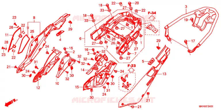 COUVERCLE LATERAL - PORTE BAGAGE ARRIERE (CRF1000A2/AL2/D2/DL2) Honda MOTO 1000 AFRICA-TWIN 2019  CRF1000A2K
