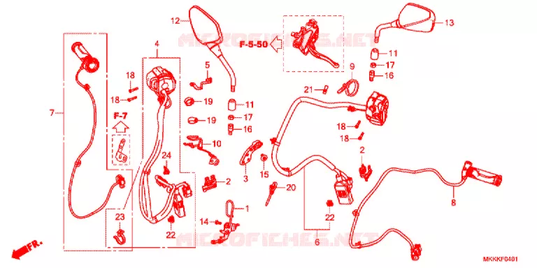 COMMODO - LEVIER - CABLE (CRF1000D/D2/DL2) Honda MOTO 1000 AFRICA-TWIN 2019  CRF1000DK