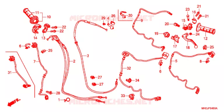 LEVIER DE GUIDON - CABLE - COMMODO Honda MOTO 450 CRF 2019  CRF450RK