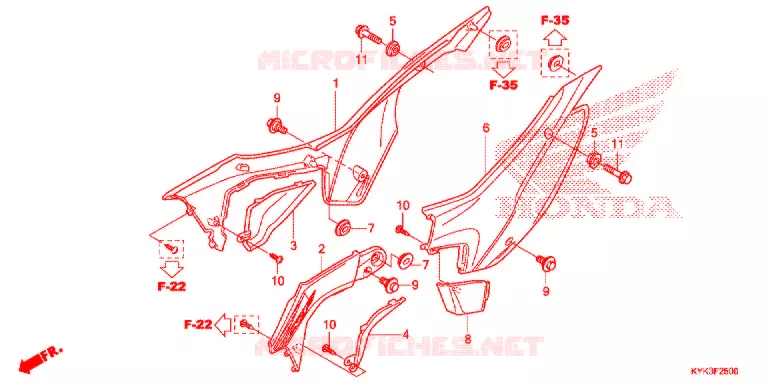 COUVERCLES LATERAUX (CRF110FD/E/H/J) Honda MOTO 110 CRF 2018  CRF110FJ