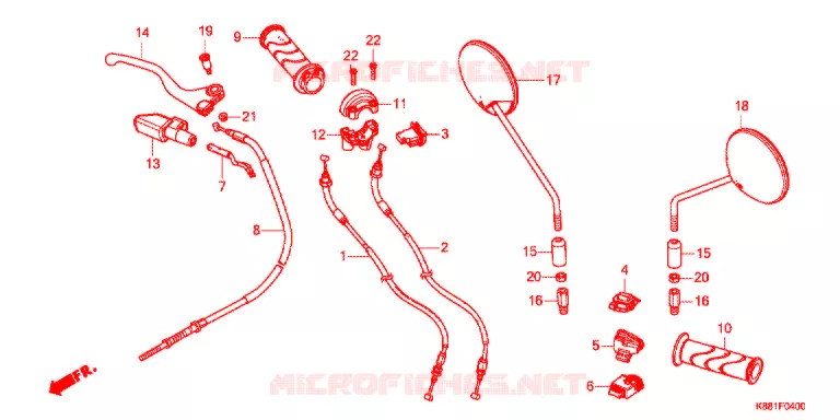 LEVIER DE GUIDON - CABLE - COMMODO Honda MOTO 110 CUB 2018  C110JK
