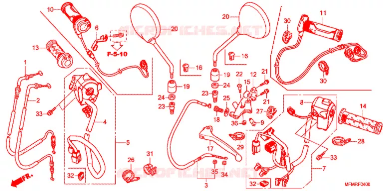 LEVIER DE GUIDON - CABLE - COMMODO Honda MOTO 400 CB 2019  CB400AK