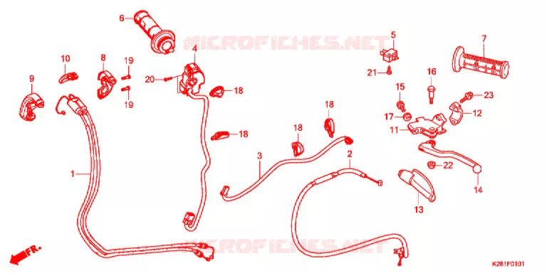 LEVIER DE GUIDON - CABLE - COMMODO (CRF125FBK) Honda MOTO 125 CRF 2020  CRF125FBK