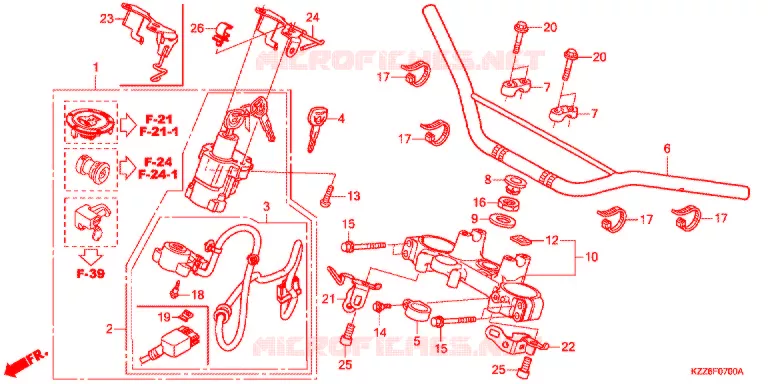 GUIDON - TE DE FOURCHE Honda MOTO 250 CRF 2019  CRF250RLAK