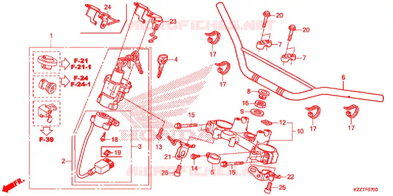 GUIDON - TE DE FOURCHE Honda MOTO 250 CRF 2020  CRF250LDK