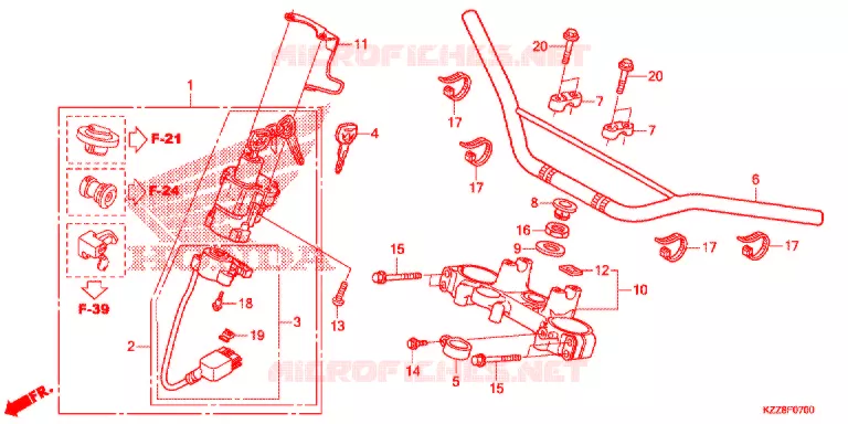 GUIDON - TE DE FOURCHE Honda MOTO 250 CRF 2015  CRF250LF_TH