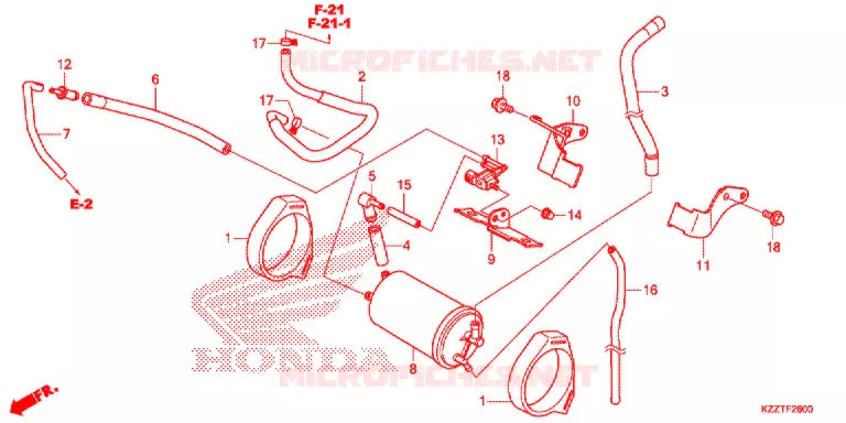 SYSTÈME DE RECYCLAGE DES GAZ Honda MOTO 250 CRF 2018  CRF250RLH