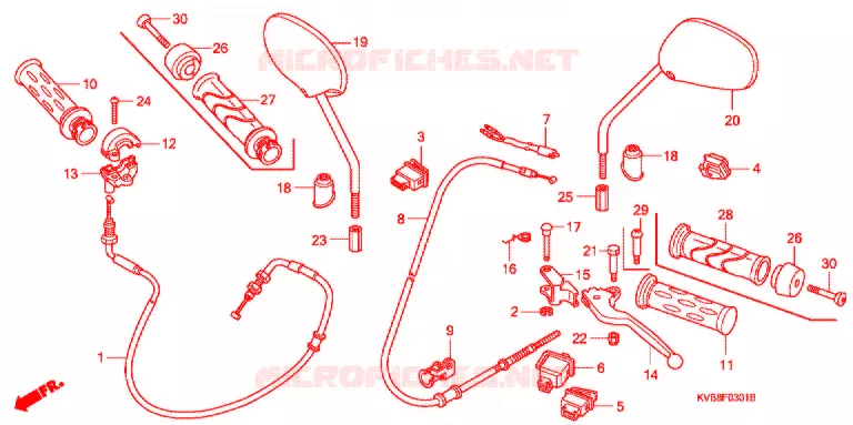 LEVIER DE GUIDON - CABLE - COMMODO (2) Honda SCOOTER 110 CLICK 2008  ANC110BST8