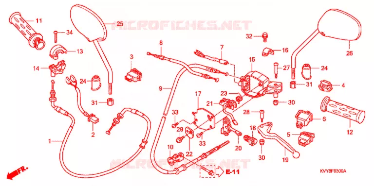 LEVIER DE GUIDON - CABLE - COMMODO (1) Honda SCOOTER 110 ICON 2008  ANC110CBT8
