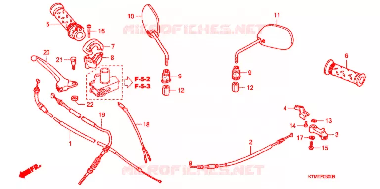 CABLES - RETROVISEURS Honda MOTO 110 WAVE 2007  ANF125MST8