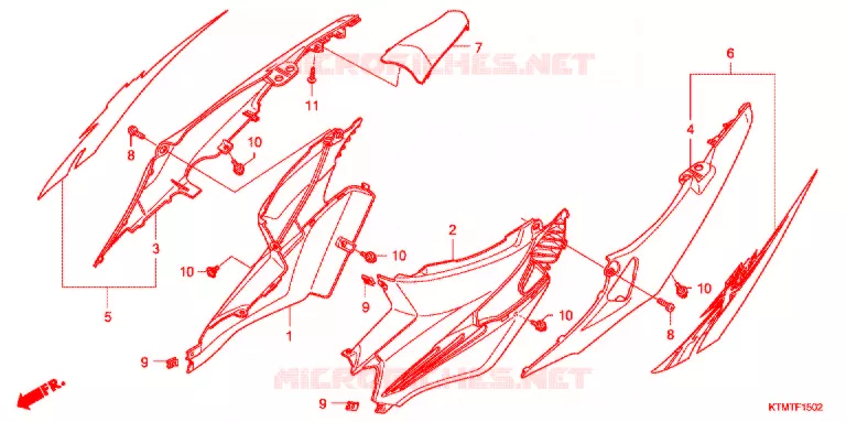 CARENAGE ARRIERE (3) Honda MOTO 110 WAVE 2007  ANF125MST8