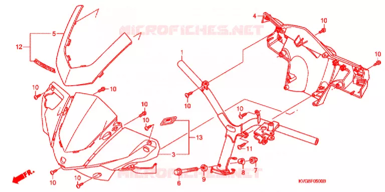 GUIDON - CARENAGE Honda SCOOTER 110 AIR-BLADE 2011  ACA110CBFB