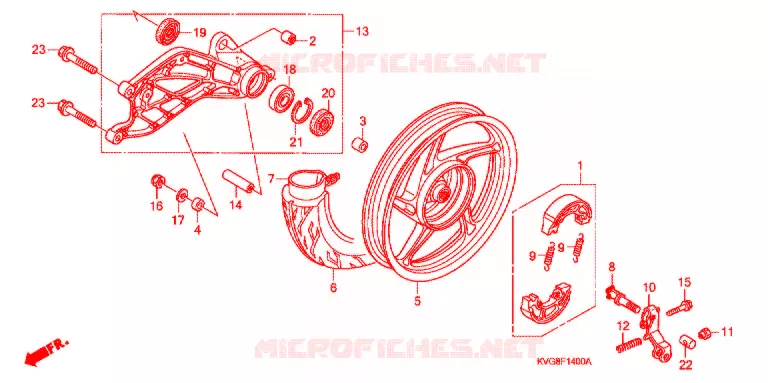 ROUE ARRIERE (MOULURE) Honda SCOOTER 110 AIR-BLADE 2011  ACA110CBFB