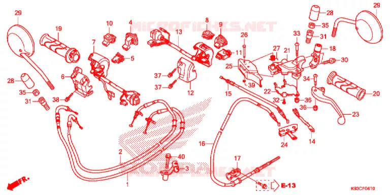 LEVIER DE GUIDON - CABLE - COMMODO Honda SCOOTER 110 SCOOPY 2019  ACF110BTK