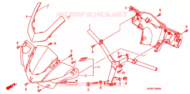 GUIDON - CARENAGE Honda MOTO 110 WAVE 2010  ANC110ACCA