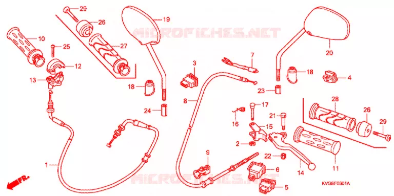 LEVIER DE GUIDON - CABLE - COMMODO (ANC110ART/AST) Honda SCOOTER 110 AIR-BLADE 2007  ANC110AST7