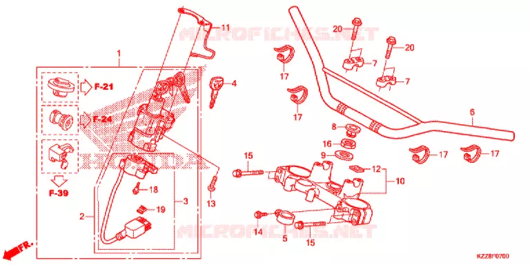 GUIDON - TE DE FOURCHE Honda MOTO 250 CRF 2018  CRF250LF