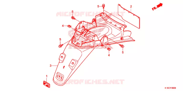 GARDE-BOUE ARRIERE Honda SCOOTER 110 SCOOPY 2016  ACF110CSFG