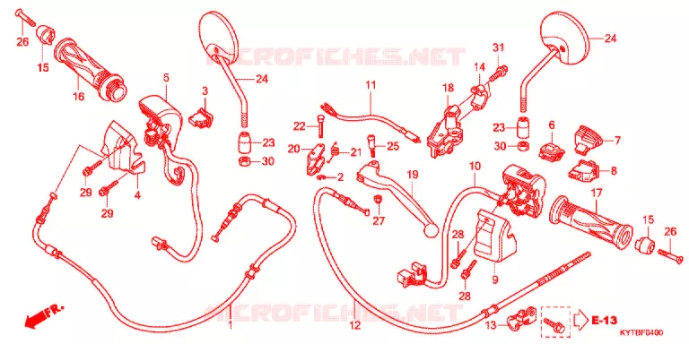 LEVIER DE GUIDON - CABLE - COMMODO Honda SCOOTER 110 SCOOPY 2012  ACD110SFC