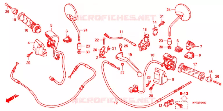 LEVIER DE GUIDON - CABLE - COMMODO Honda SCOOTER 110 SCOOPY 2012  ACF110SFC_PG
