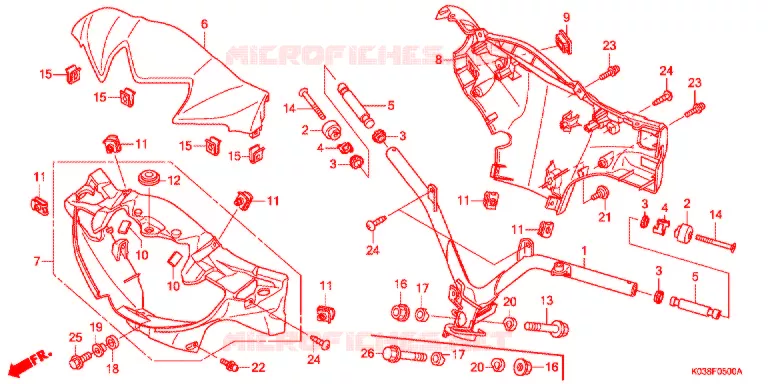 GUIDON - CARENAGE Honda MOTO 110 WAVE 2011  AFS110KDFB_3LO