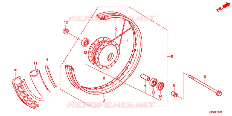 ROUE AVANT (TAMBOUR) Honda MOTO 110 WAVE 2011  AFS110KDFB_3LO