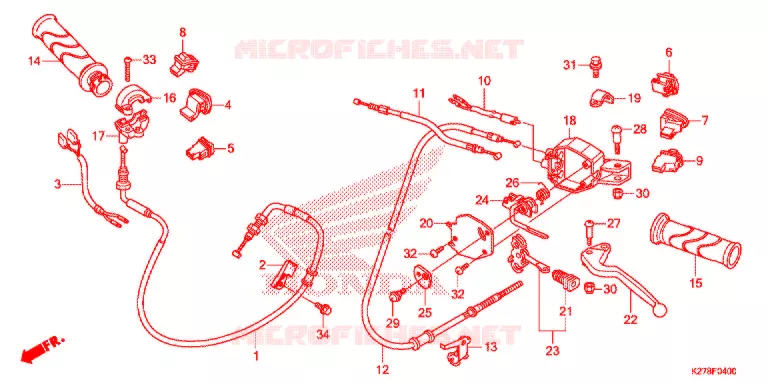 LEVIER DE GUIDON - CABLE - COMMODO Honda SCOOTER 125 AIR-BLADE 2015  ACA125CBFF_4V